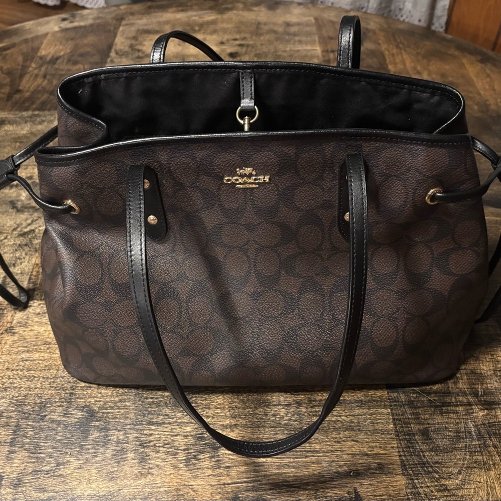 Coach Brown and Black Signature Tote